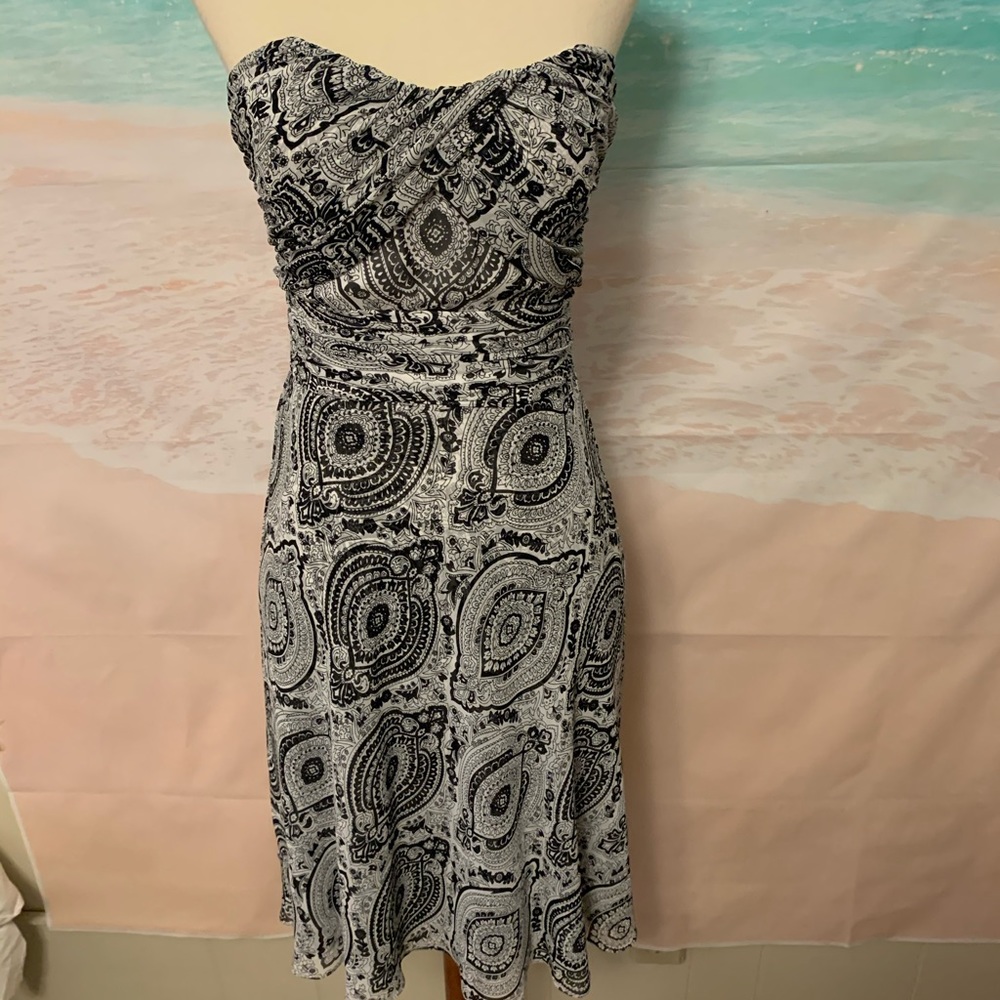 WHBM paisley Cocktail Dress Strapless